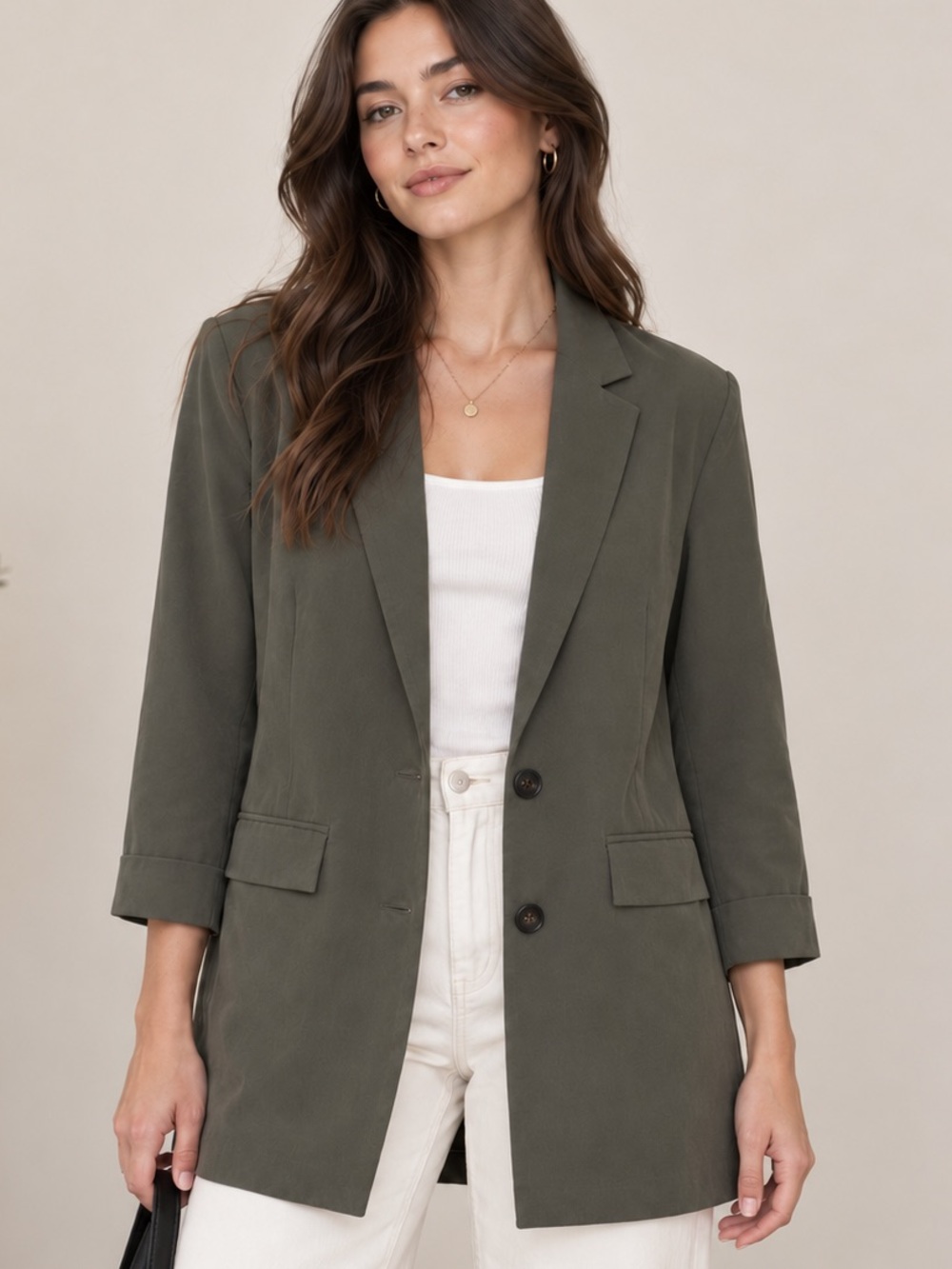 Dynamite Olive Green Tailored Longline Blazer